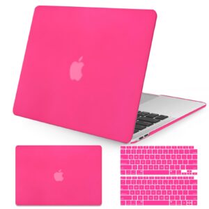 seorsok compatible with macbook air 13 inch case2022 2021 2020 2019 2018 release a1932 a2179 m1 a2337 touch id,plastic hard shell case with keyboard cover-hot pink