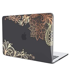 SDH for MacBook Air 13-inch 2020 Protective case, MacBook Air 13-inch A2337 M1 A2179 A1932 with Retina, New Technology Bronzing Laptop case and Keyboard Cover, black Rose Gold lace 1