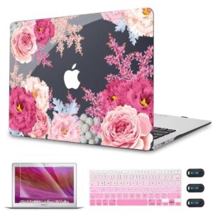 cissook floral case for 2010-2015 2017 macbook air 13 inch case model a1466/a1369, plastic hard shell case & keyboard cover & screen protector for old macbook air 13.3" no touch id, gorgeous flowers