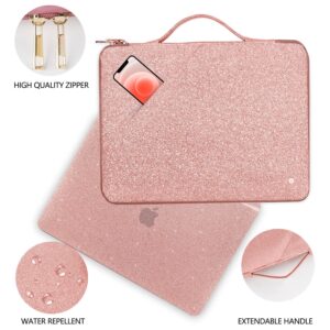 Anban Compatible with MacBook Air 13 inch Case 2022 2021 2020 2019 2018 Release A2337 M1 A2179 A1932 Touch ID, Glitter Smooth Hard Protective Case & Sparkle Laptop Sleeve & Keyboard Cover, Rose Gold