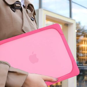 Mektron Laptop Case for MacBook Air 13 2022 2021 2020 2019 2018 Release A2337 M1 A1932 A2179 with Touch ID,[Heavy Duty][Dual Layer] Hard Plastic Bumper Protective Cover Shell with Kickstand (Rose)