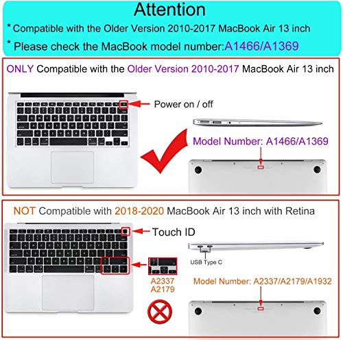 GVTECH Case for MacBook Air 13 inch Crystal Clear Case A1369 A1466, Plastic Hard Shell & Keyboard Cover & Screen Protector for with MacBook Air 13 (2010-2017) (A1369/A1466)