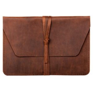 macbook air m1-m3 case & macbook pro 13 inch (m1 & m2) — ‘pablo’ handmade & expertly crafted luxury macbook case — beautifully stitched fair trade full grain leather — brown