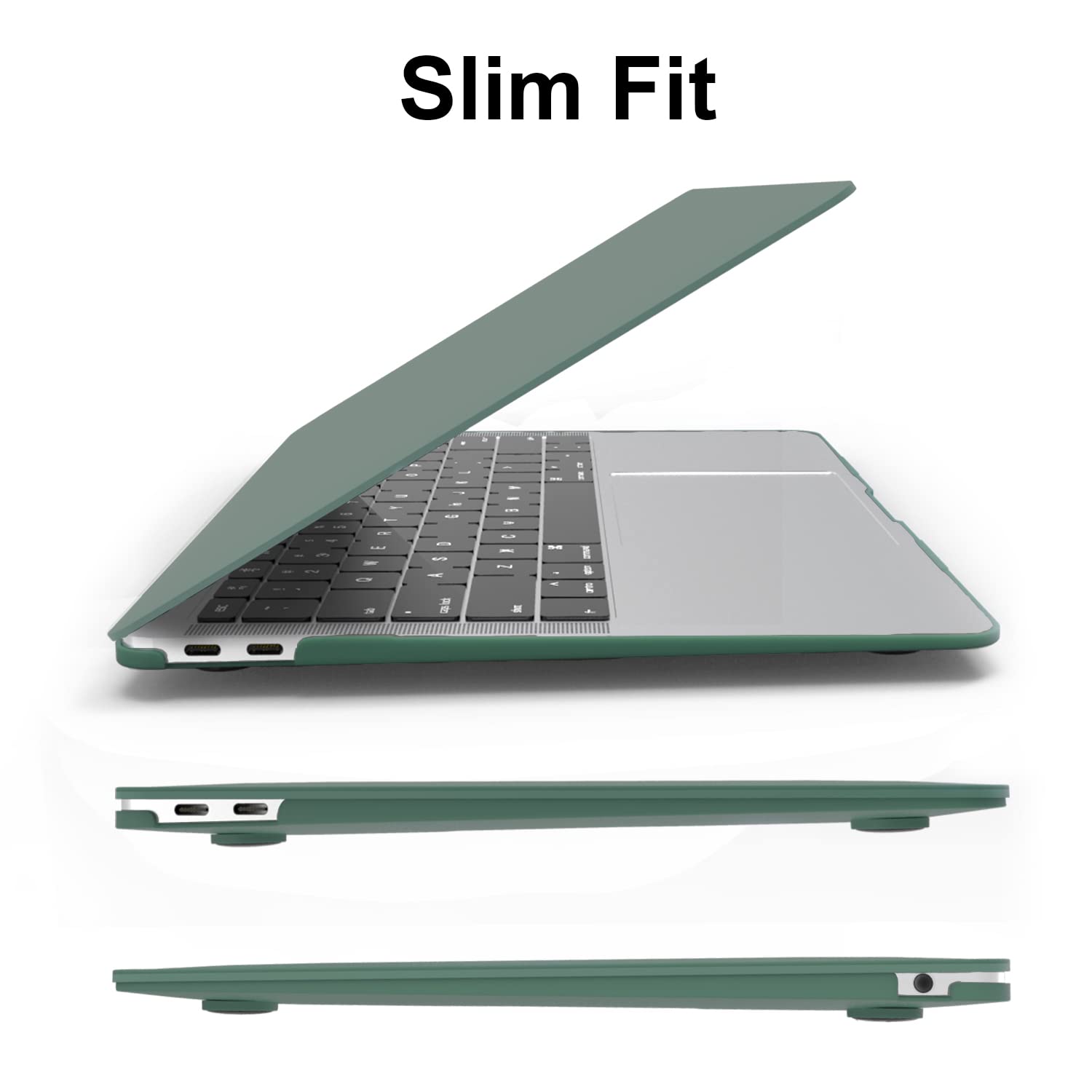 G JGOO Compatible with MacBook Air 13 Inch Case 2021 2020 2019 2018 Release M1 A2337 A2179 A1932, Slim Matte Plastic Hard Shell Case & 50PCS Laptop Sticker & Keyboard Cover, Midnight Green