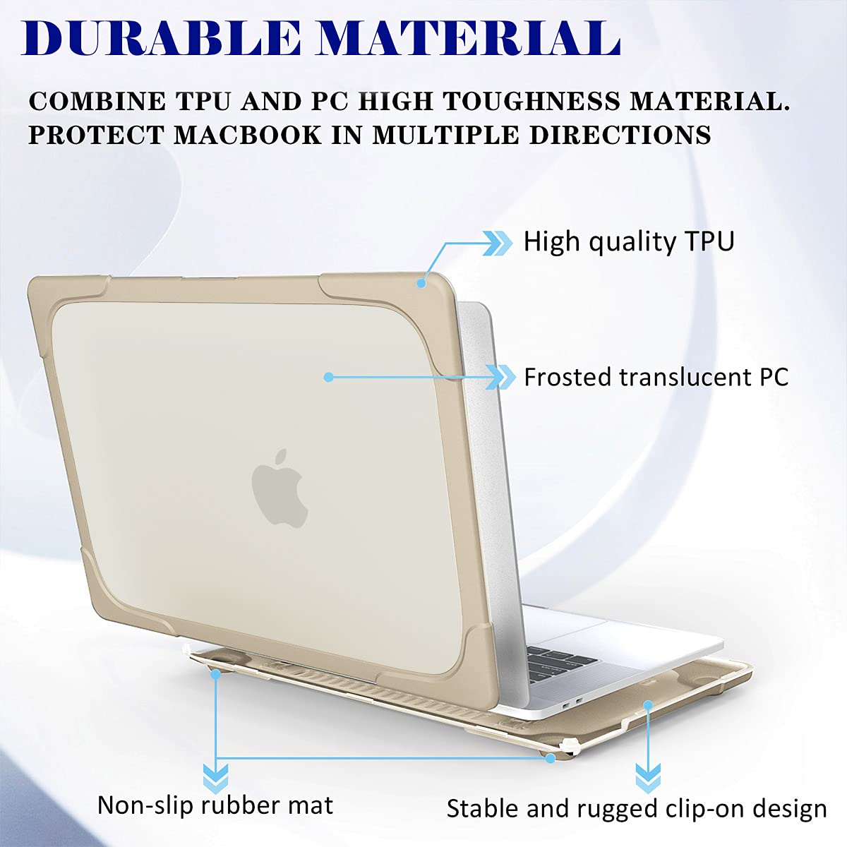 Mektron for MacBook Air 13 inch Case 2022 2021 2020 2019 2018 Release M1 A2337 A1932 A2179 [Heavy Duty Series] Hard Plastic & TPU Shell Protective Cover Matte Kickstand Case (Khaki)