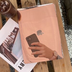 mpmpssss Compatible with MacBook Air 13 inch Case 2022 2021 2020 2019 2018 Release A2337 M1 A2179 A1932 Touch ID Hard Shell Case + 2 Keyboard Cover Glitter Shiny Mirror for Women Girl Man, Rose Gold