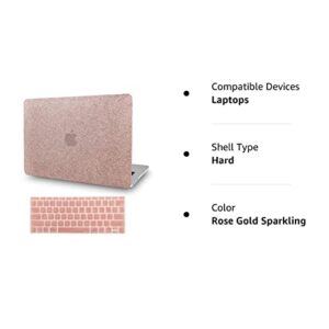 KECC Laptop Case for MacBook Air 13" w/ Keyboard Cover Plastic Hard Shell Case A1466/A1369 2 in 1 Bundle (Rose Gold Sparkling)