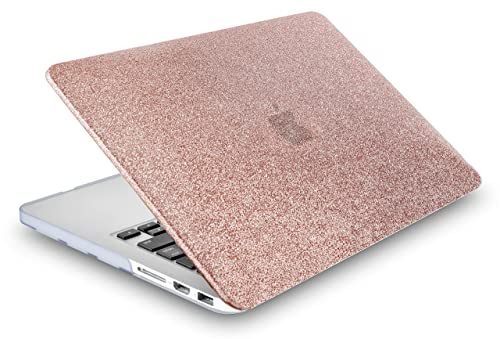 KECC Laptop Case for MacBook Air 13" w/ Keyboard Cover Plastic Hard Shell Case A1466/A1369 2 in 1 Bundle (Rose Gold Sparkling)