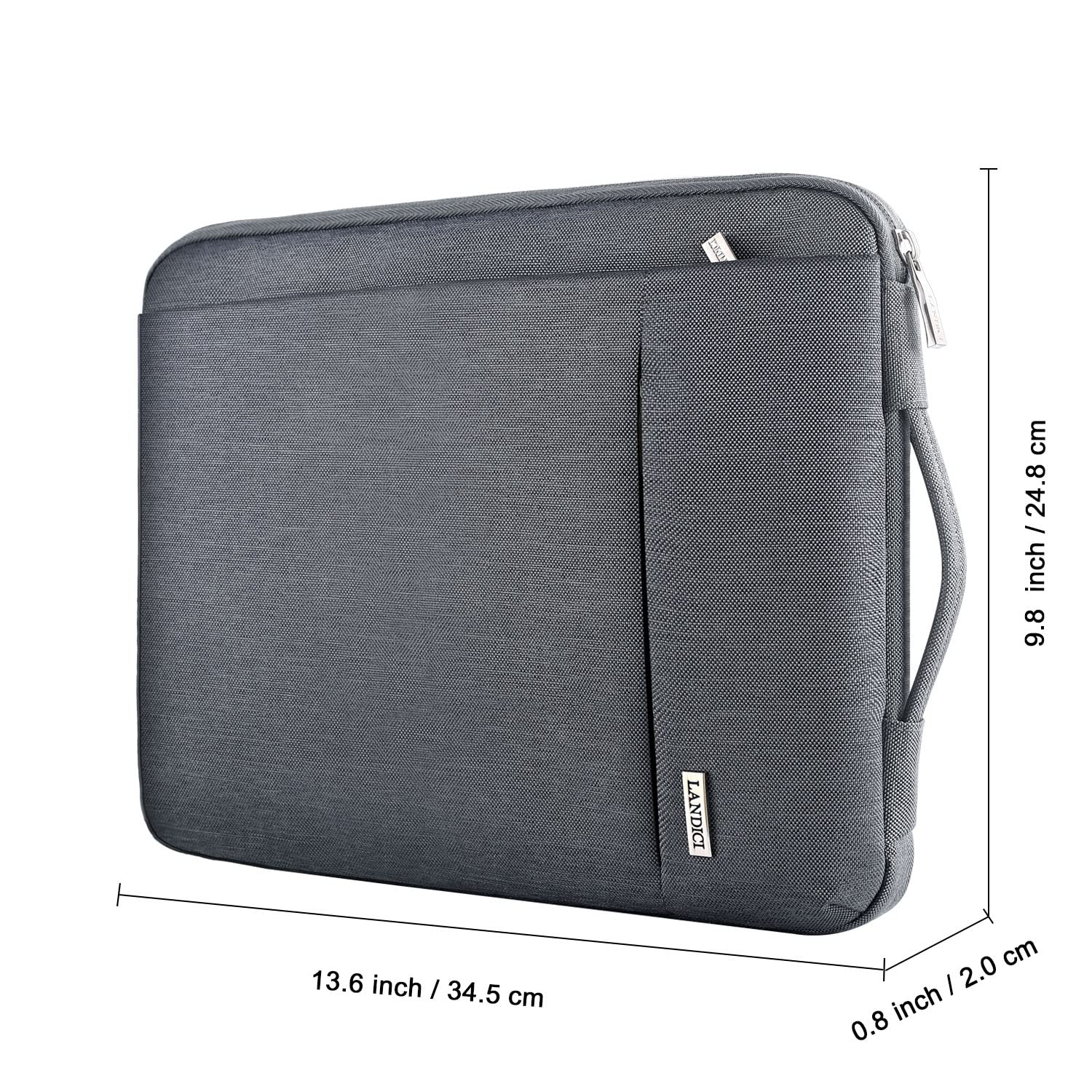 LANDICI 360° Protective Laptop Sleeve 13-14 Inch, Computer Bag Carrying Case for MacBook Air 13 M1/2022 M2, MacBook Pro 13/14 2021, Chromebook 14, Slim, Shockproof, Waterproof, Grey