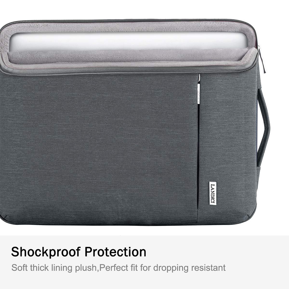 LANDICI 360° Protective Laptop Sleeve 13-14 Inch, Computer Bag Carrying Case for MacBook Air 13 M1/2022 M2, MacBook Pro 13/14 2021, Chromebook 14, Slim, Shockproof, Waterproof, Grey