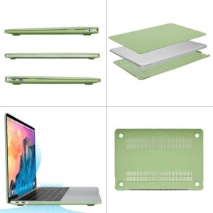 MOSISO Compatible with MacBook Air 13 inch Case 2022 2021 2020 2019 2018 Release A2337 M1 A2179 A1932 Retina Display with Touch ID, Plastic Hard Shell Case & Keyboard Cover & Wipe Cloth, Avocado Green