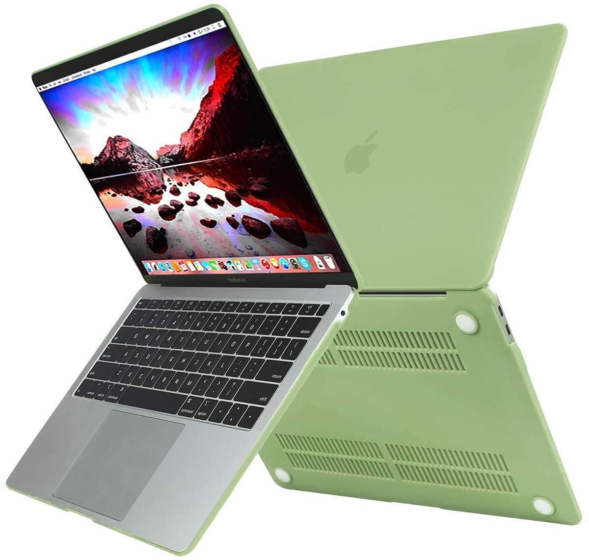 MOSISO Compatible with MacBook Air 13 inch Case 2022 2021 2020 2019 2018 Release A2337 M1 A2179 A1932 Retina Display with Touch ID, Plastic Hard Shell Case & Keyboard Cover & Wipe Cloth, Avocado Green