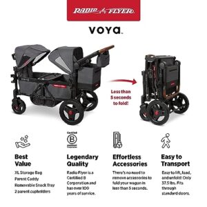 Radio Flyer Voya Stroller Wagon, 2 Seater Wagon Stroller for Kids with Low Sides, Baby Stroller Wagon, Double Stroller