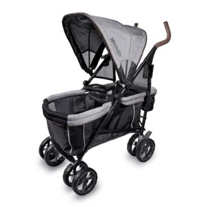 summer infant 3dlite wagon convenience lightweight stroller for infants, accommodates up to 50 pounds and holds 2 children, black/gray