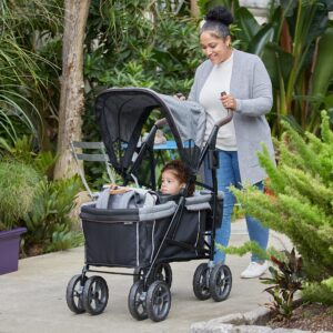 Summer Infant 3Dlite Wagon Convenience Lightweight Stroller for Infants, Accommodates up to 50 Pounds and Holds 2 Children, Black/Gray