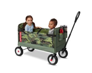 radio flyer 3-in-1 camo folding wagon for kids, garden, & cargo, green collapsible wagon