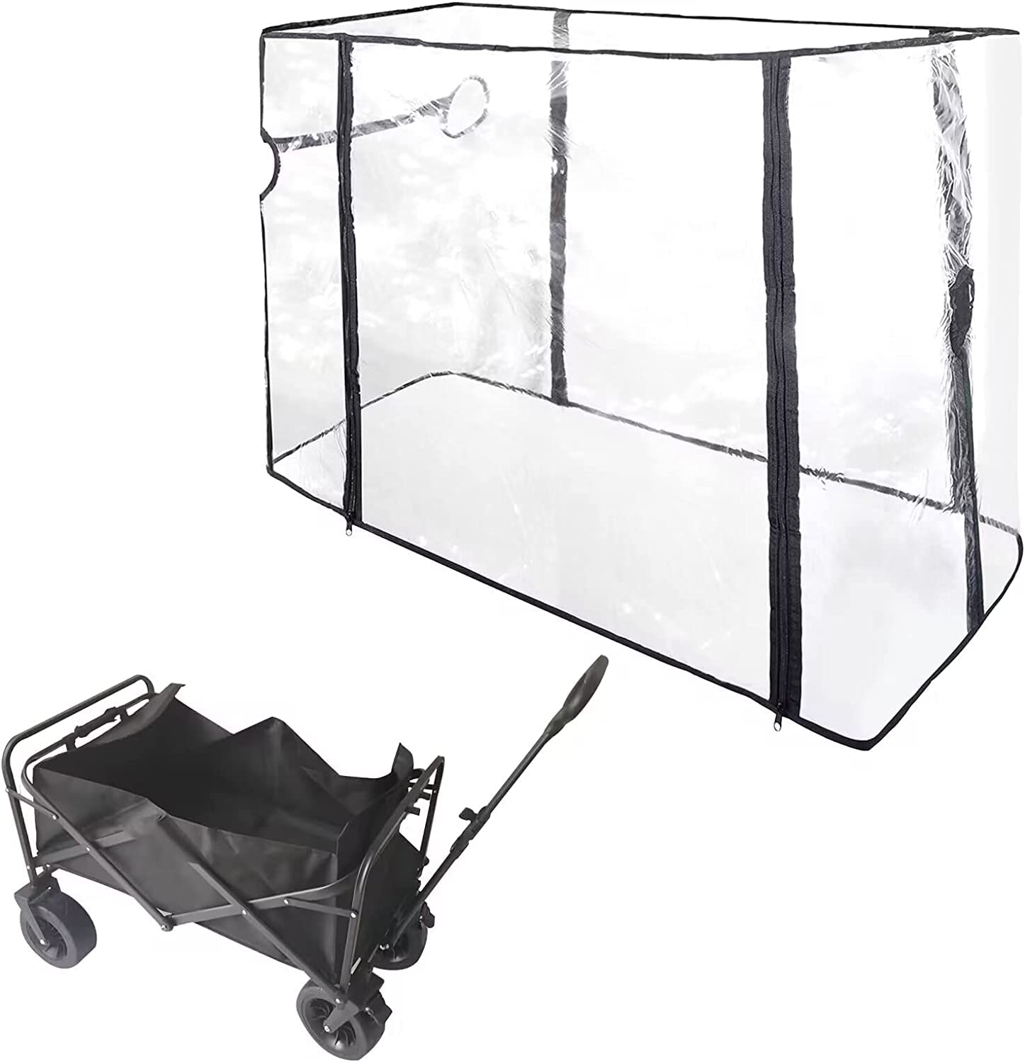 Wagon Rain Cover,Push Pull Folding Wagon Rain Cover,Wagon with Canopy Clear Cover,Heavy Duty Rain Cover for Wagon Canopy Trolley Cart.Wagon Accessories for Kids Outdoor Garden Camping Shopping