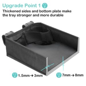 Upgraded Stroller Snack Tray for Wonderfold Wagon W2 Series - Kids Toy Placement - Faux Leather Sides - Easy to Clean - Deeper Cup Holder - Reinforced Sides