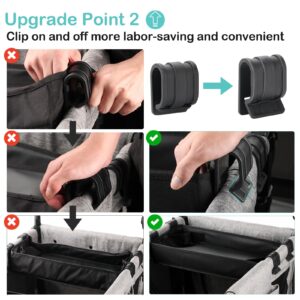 Upgraded Stroller Snack Tray for Wonderfold Wagon W2 Series - Kids Toy Placement - Faux Leather Sides - Easy to Clean - Deeper Cup Holder - Reinforced Sides