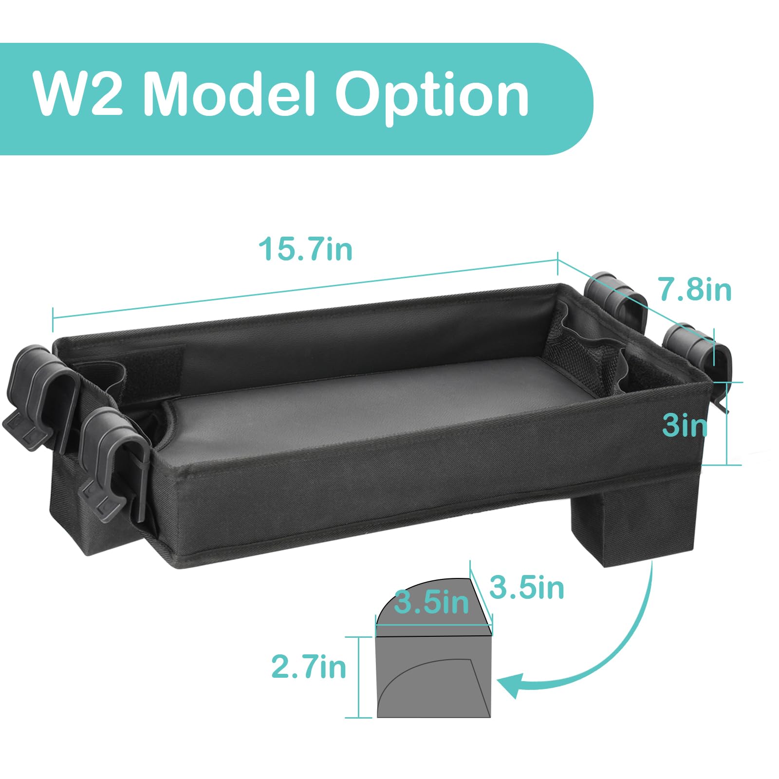 Upgraded Stroller Snack Tray for Wonderfold Wagon W2 Series - Kids Toy Placement - Faux Leather Sides - Easy to Clean - Deeper Cup Holder - Reinforced Sides