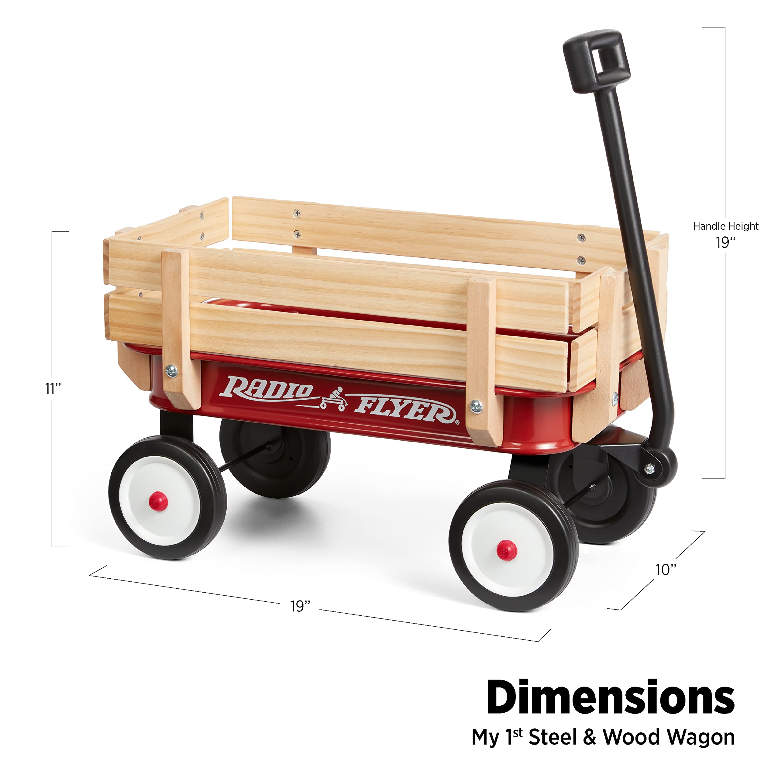 Radio Flyer My 1st Steel & Wood Wagon, 19" Long Toy Wagon for Kids 1.5+, Red