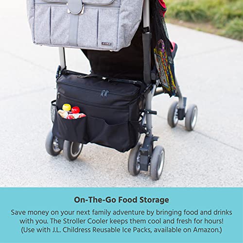 J.L. Childress Cool 'N Cargo Stroller and Wagon Cooler and Organizer - Universal Fit - Insulated - Attaches to Strollers, Wagons, Walkers and Wheelchairs - Large Capacity - Black