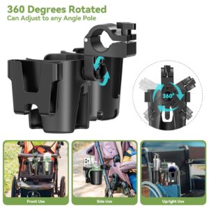 KDD Stroller Cup Holder with Phone Holder, 3-in-1 Removable Bottle Holder, 360 Degrees Rotation Drink Holder for Wheelchair, Stroller, Bike, Walker, Scooter, Bicycle, Uppababy, Nuna, Bugaboo, Doona