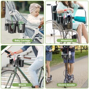 KDD Stroller Cup Holder with Phone Holder, 3-in-1 Removable Bottle Holder, 360 Degrees Rotation Drink Holder for Wheelchair, Stroller, Bike, Walker, Scooter, Bicycle, Uppababy, Nuna, Bugaboo, Doona