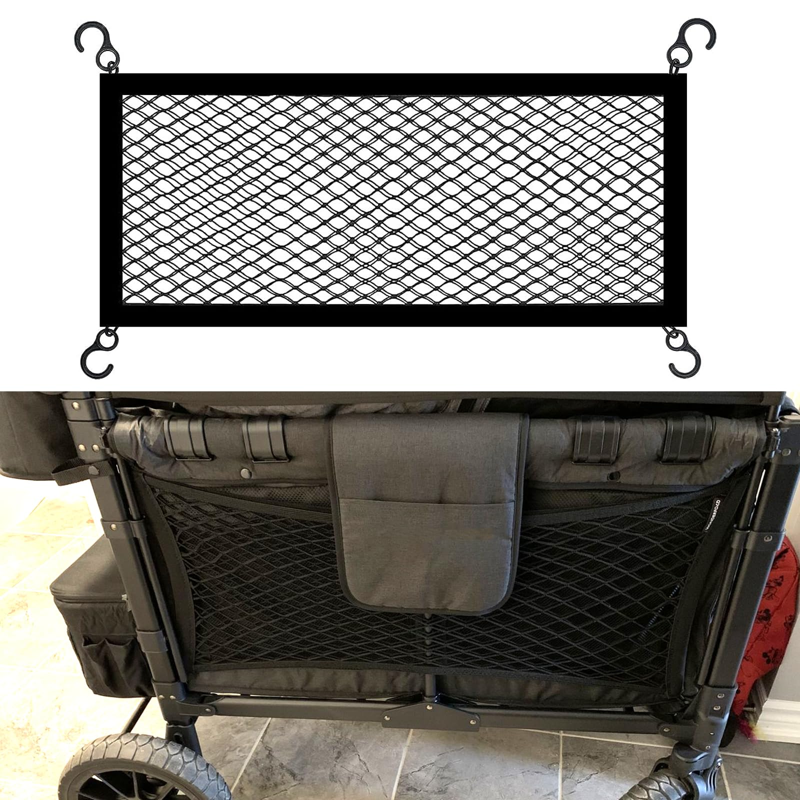 Bandelt Stroller Wagon Cargo Net Compatible with Wonderfold All W-Series Models Heavy Duty Baby Stroller Organizer Mesh Cargo Net for Extra Storage Space Large Storage Capacity