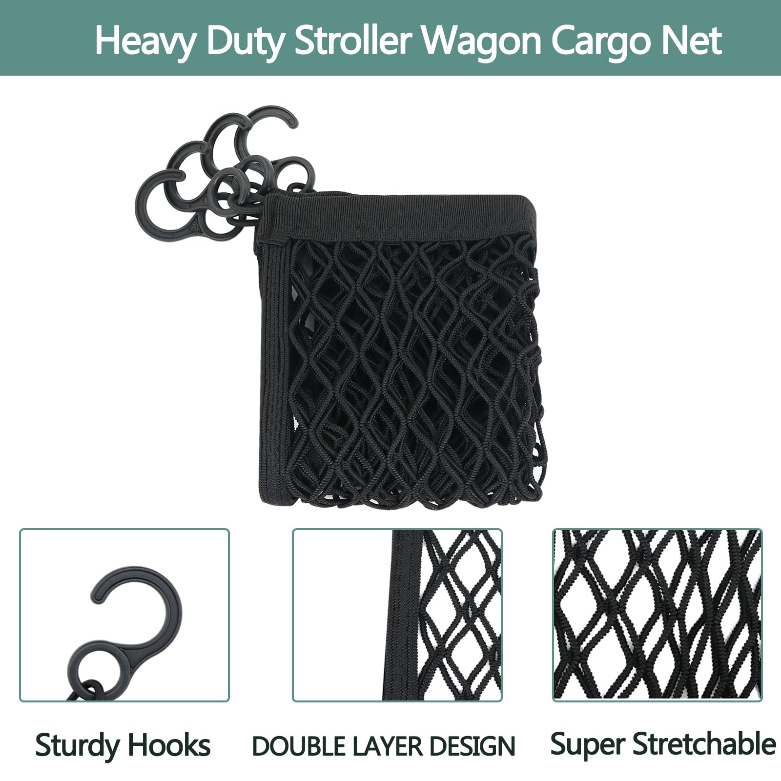 Bandelt Stroller Wagon Cargo Net Compatible with Wonderfold All W-Series Models Heavy Duty Baby Stroller Organizer Mesh Cargo Net for Extra Storage Space Large Storage Capacity