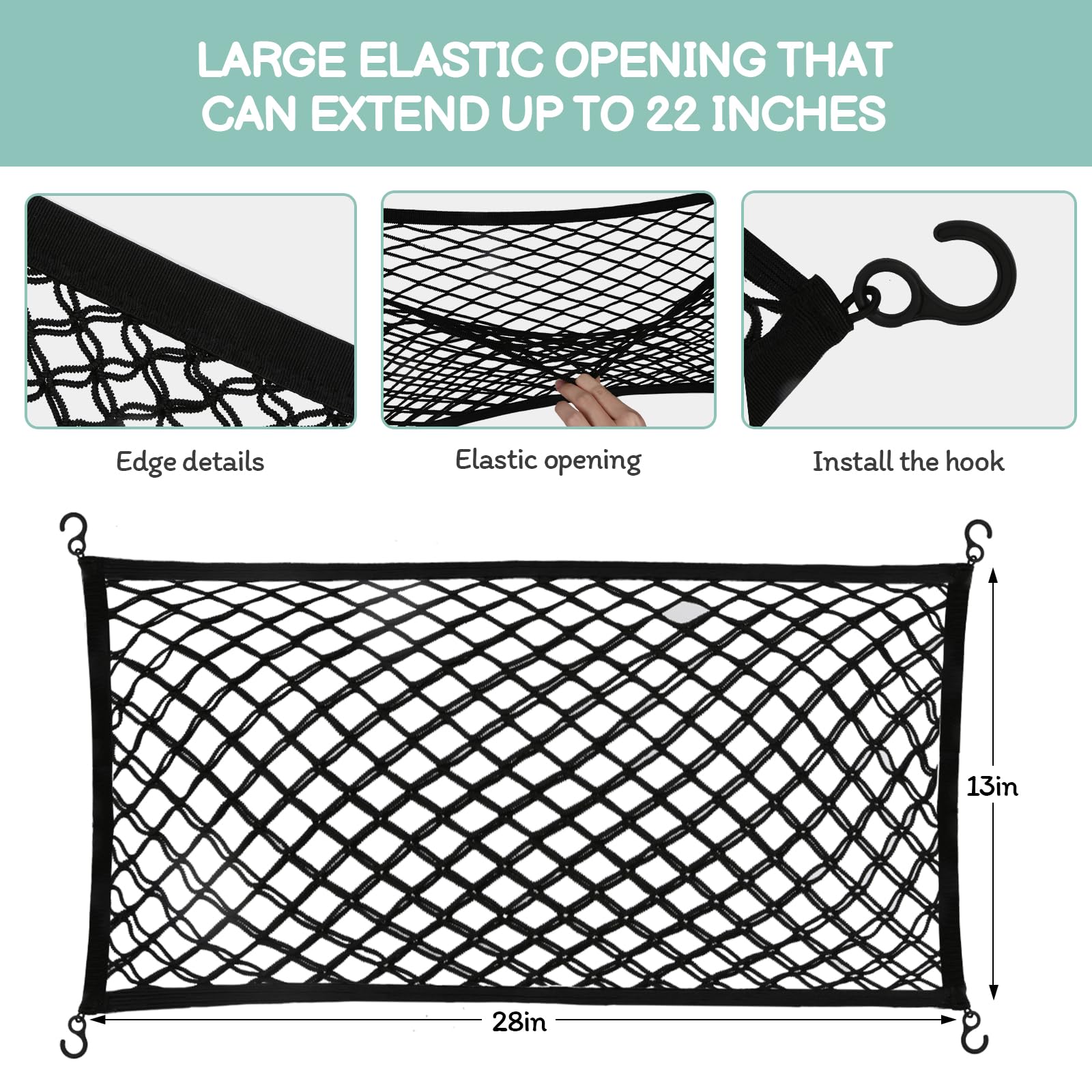 Stroller Wagon Cargo Net, Baby Stroller Organizer Mesh Cargo Net for Extra Storage Space Large Storage Capacity, Stroller Wagon Accessories - Compatible with WONDERFOLD All W-Series Models (2 Pack)