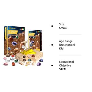 CAPKIT 15Pcs Gemstone Dig Kit, STEM Educational DIY Toys Science Gem Dig Kit, Dig Up 15 Unique Gemstones, Rock Digging Kit for Kids, Archaeology- Best Gifts for Boys Girls Kid Toys