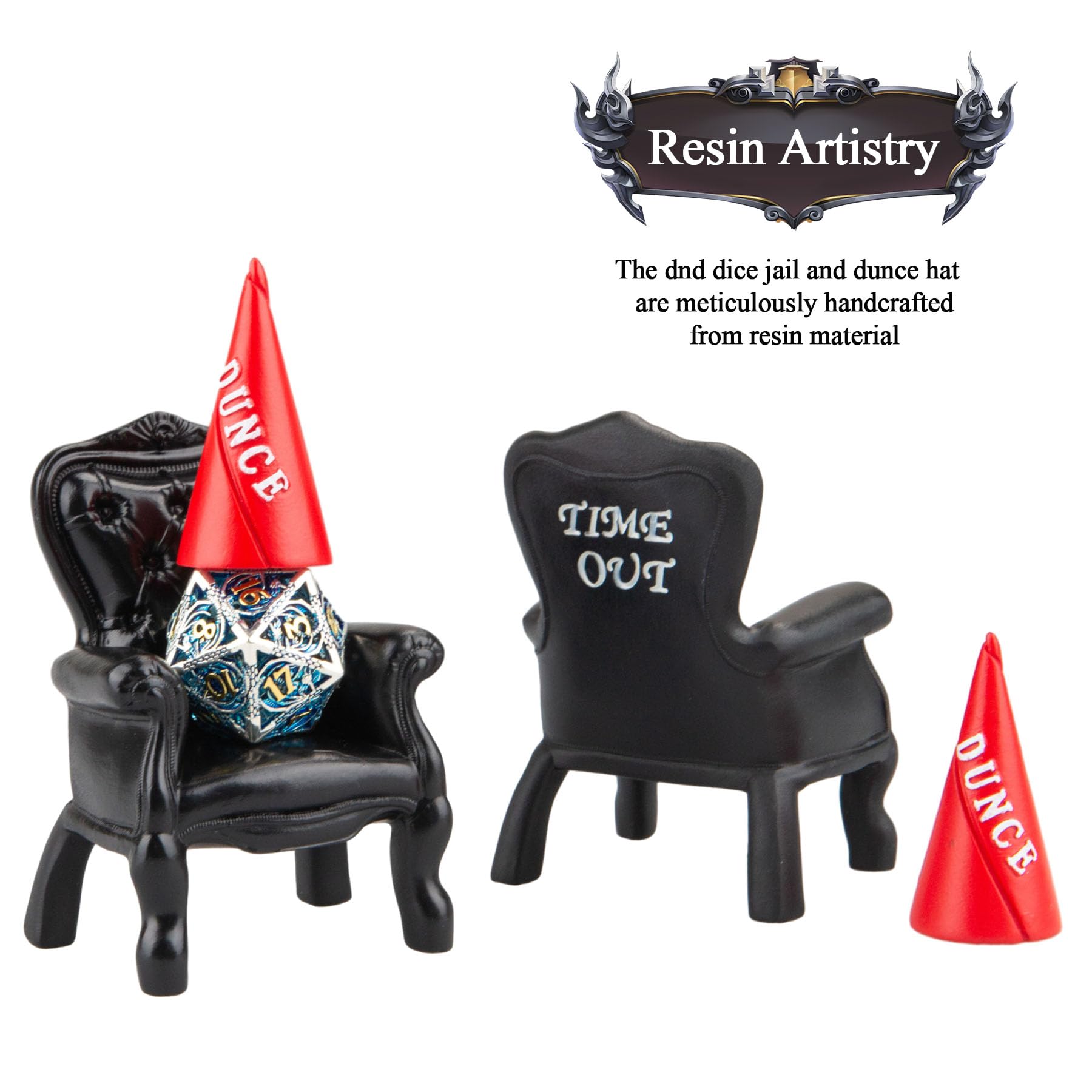 Cttasty Dice Jail, Time Out Chair and Dunce Hat, Accessories/Gift for Dungeons and Dragons, Punish Your Bad Dice in Our Chair of Shame