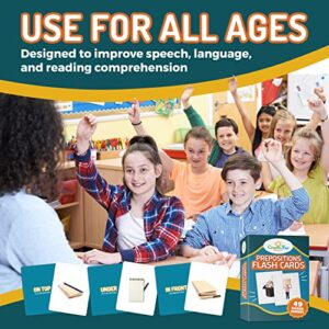 Preposition Flash Cards | 7 Total Prepositions 49 Picture Cards for Speech Therapy - for Teachers, Parents, ESL Teaching Materials and Speech Therapy Materials with 5 Sequencing Learning Games