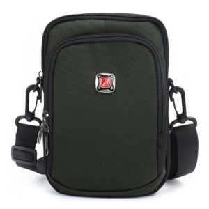 sentient wolf unisex casual fashion multifunctional mini shoulder bag crossbody bag travel passport wallet bag (army green)