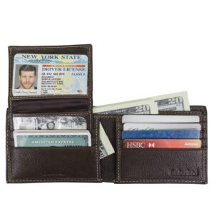 Timberland Men's Leather Passcase Security RFID Wallet, Dark Brown, One Size