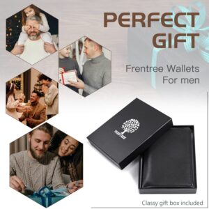 Frentree Men's Trifold Nappa Leather Wallet, 15 Card Slots, RFID Protection, Portrait Format, Black