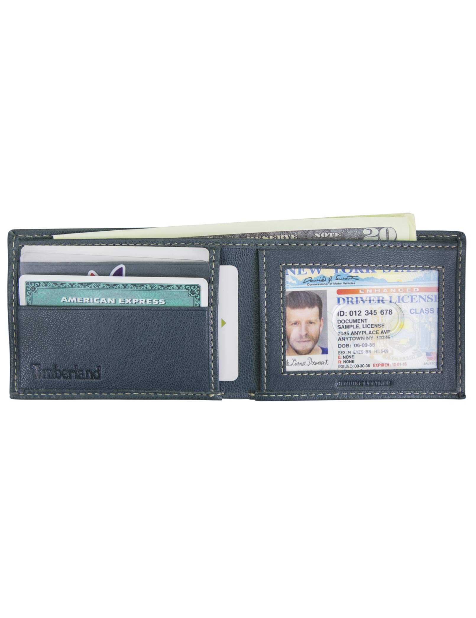 Timberland Men's Blix Slimfold Leather Wallet, Navy, One Size