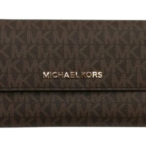 Michael Kors Jet Set Travel Large Trifold Leather Wallet (Brown 2018)