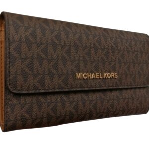 Michael Kors Jet Set Travel Large Trifold Leather Wallet (Brown 2018)