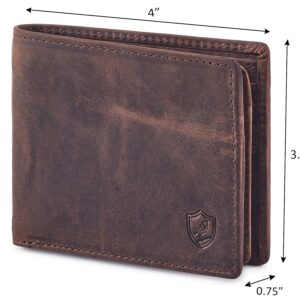 Cochoa Wallet for Men's RFID Blocking Real Leather Bifold Stylish 2 ID Window in Gift Box (CRAZY HORSE, COGNAC)