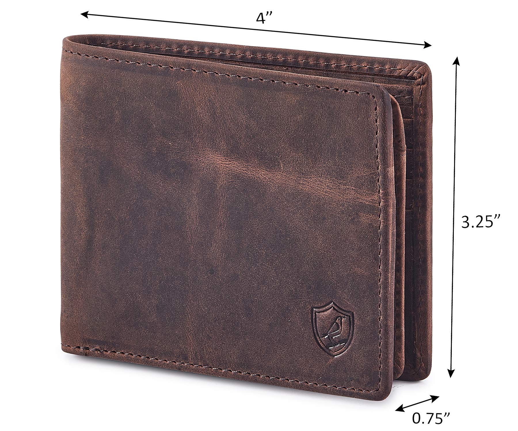 Cochoa Wallet for Men's RFID Blocking Real Leather Bifold Stylish 2 ID Window in Gift Box (CRAZY HORSE, COGNAC)