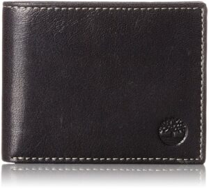 timberland men's leather passcase trifold wallet hybrid, black (hundson), one size
