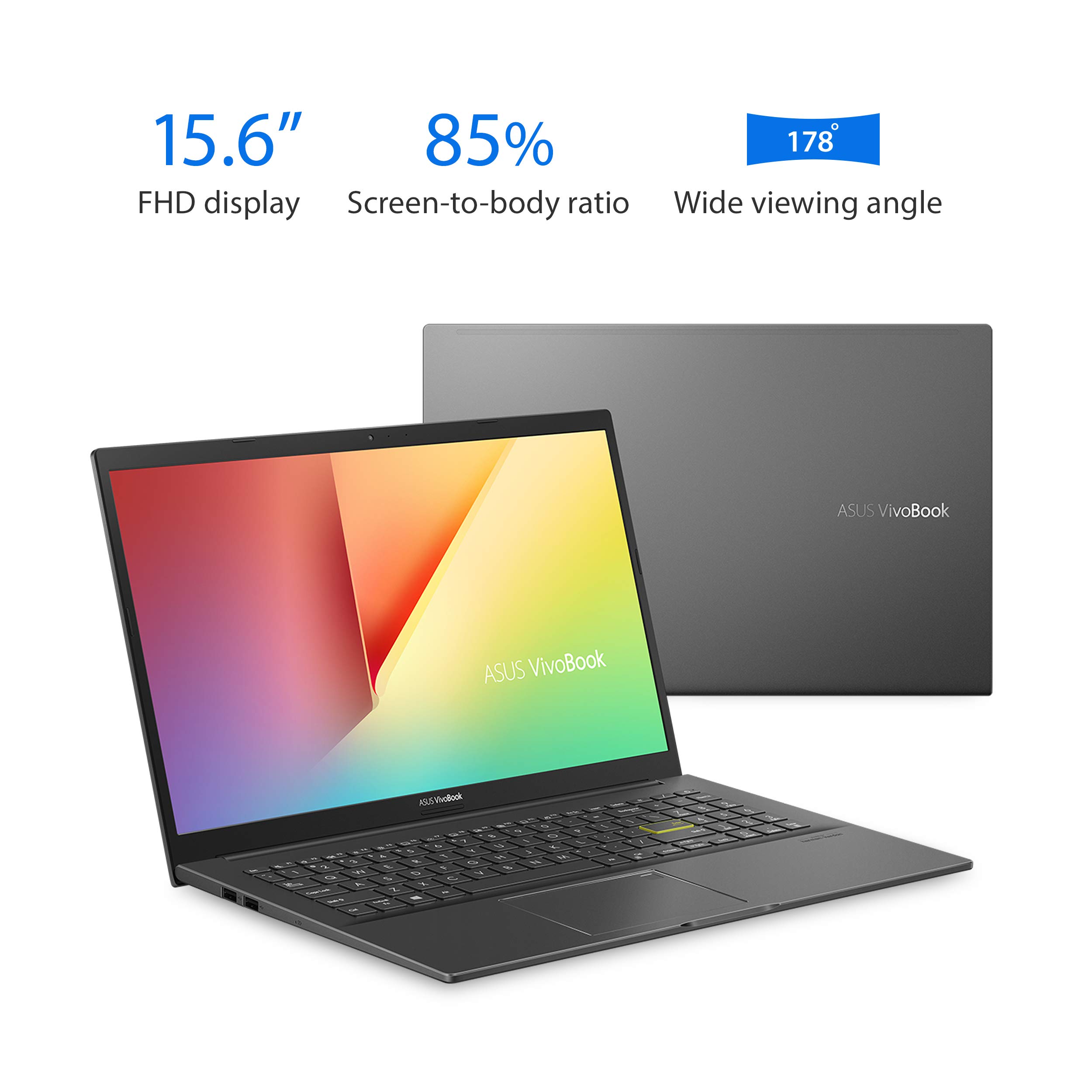 ASUS VivoBook 15 S513 Thin and Light Laptop, 15.6” FHD Display, AMD Ryzen 5 5500U Processor, Radeon graphics, 8GB DDR4 RAM, 512GB PCIe SSD, Fingerprint, Windows 10 Home, Indie Black, S513UA-DS51