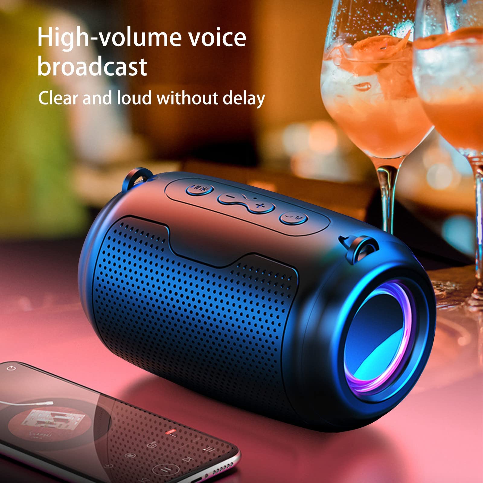 Bluetooth Speakers Colorful Streamer Portable Subwoofer Speakers Bluetooth Wireless with Wired Mode Fm Radio HiFi Sound Quality Mp3 Play Long Standby Wireless Speaker Outdoor Speaker Cool Gadgets