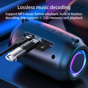 Bluetooth Speakers Colorful Streamer Portable Subwoofer Speakers Bluetooth Wireless with Wired Mode Fm Radio HiFi Sound Quality Mp3 Play Long Standby Wireless Speaker Outdoor Speaker Cool Gadgets