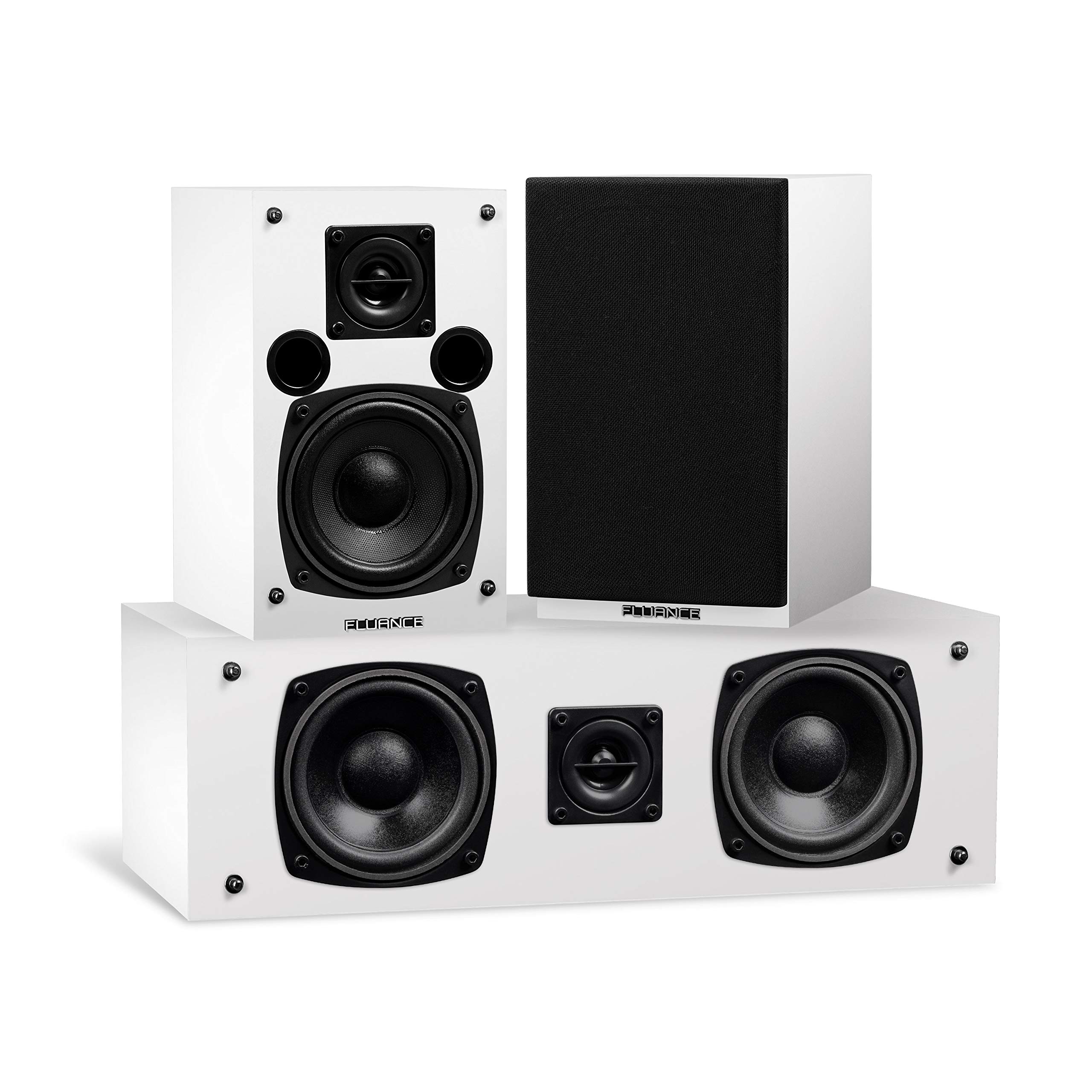 Fluance Elite High Definition Compact Surround Sound Home Theater 5.1 Channel Speaker System including 2-Way Bookshelf, Center Channel, Rear Surrounds and DB10 Subwoofer - White (SX51WHC)