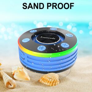 Leunxudx Bluetooth Shower Speaker,IPX7 Waterproof Bluetooth Speaker with Light Show,Built-in Microphone and Shower Radio,Portable Bluetooth Speaker for Home,Pool,Beach,Kayak,Travel(Blue)