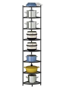 zaniyo kitchen corner shelf rack, multi-layer pot rack storage organizer stainless steel shelves shelf holder (8 tier)