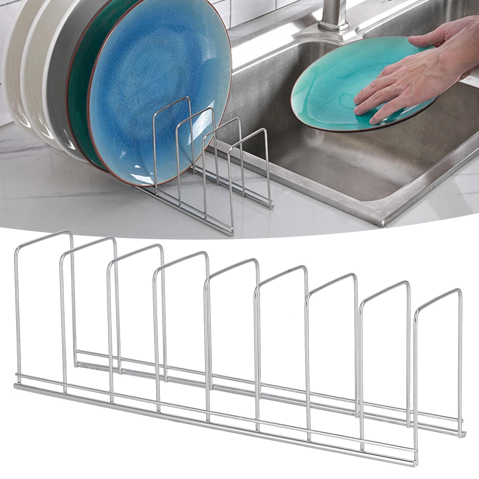 TITA-DONG Dish Drying Rack fro Kitchen Counter, Iron Dry Sink Drainer Holder, Kitchen Dish Stand Plate Rack Shelves, Lightweight Cabinet Storage Organizer for Dish, Plate, Bowl, Pot Lid, Pans